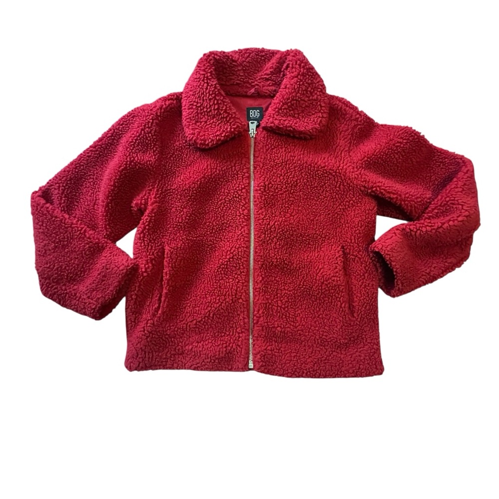 BDG Urban Outfitters Red Teddy Jacket Large